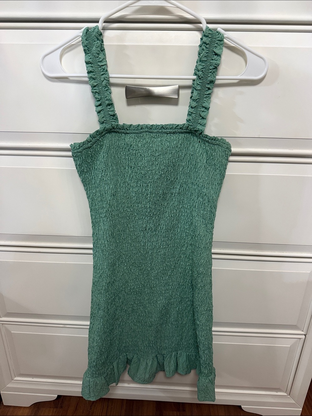 Zara Sage Green Smocked Mini Dress